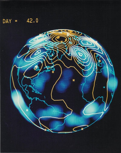 Output from one of Warren's early climate models, 1969.