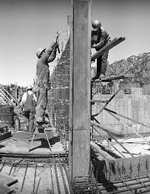 Construction workers building the Mesa Lab