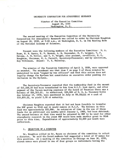 Minutes of the Executive Committee, August 20, 1959, Washington, D. C.