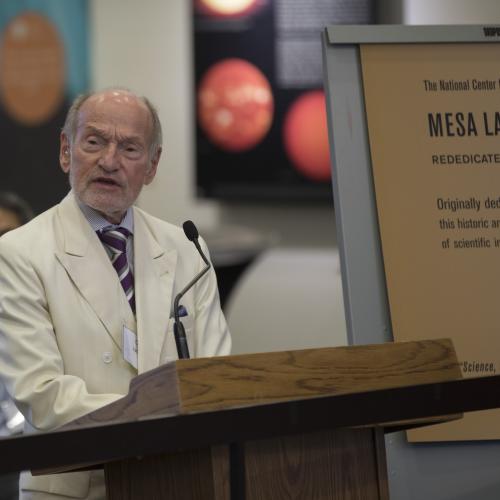 Cliff Jacobs, former head of the NCAR/Facilities Section, Division of Atmospheric & Geospace Sciences, National Science Foundation, spoke of his work on behalf of the Mesa Lab.