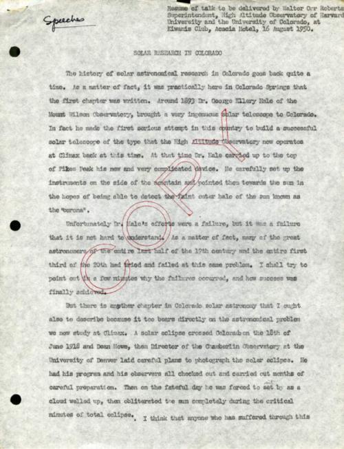 Text of a speech given by Roberts in 1950 to the Denver Kiwanis.