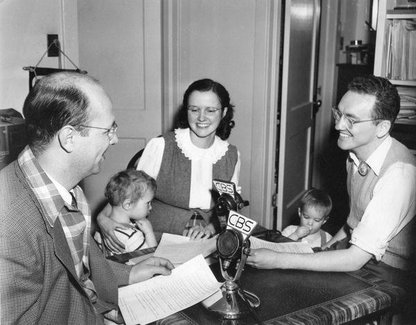 Walt and Janet Roberts and their children during a radio interview in 1945 on the observational work taking place at Climax.
