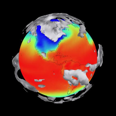 Visualization of the Earth from the Climate System Model in the 1990s.
