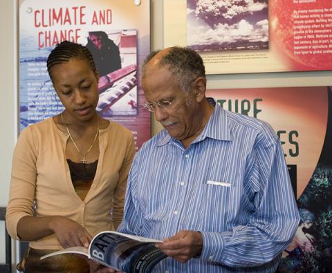 Warren Washington with a student researcher