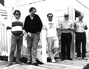 Mike McGraph, Howard Hull, Charlie Garcia, Bob Lee, and Lee Lacey in front of Mauna Loa Observatory, circa 1986
